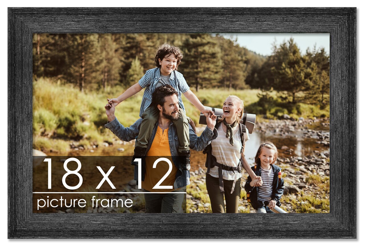 18x12 Wide Barnwood Picture Frame with UV-Resistant Acrylic & Acid Free Backing, Available in 6 Paint Finishes - Grey, Brown, White, and Black